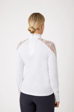 Horze Sylvie Damen Langarm-Turniershirt Mit Spitze -Reitbekleidung Verkaufsgeschäft 33530 WH 4