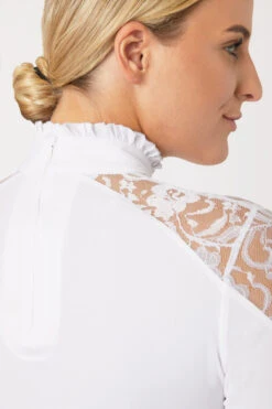 Horze Sylvie Damen Langarm-Turniershirt Mit Spitze -Reitbekleidung Verkaufsgeschäft 33530 WH 6