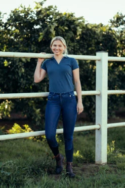 Horze Kia Damen Jersey Poloshirt Mit Rückenprint -Reitbekleidung Verkaufsgeschäft 33579 RPB 9