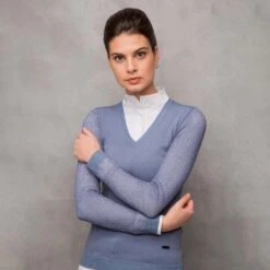 AA Damenpullover Mit Perforierten Ärmeln -Reitbekleidung Verkaufsgeschäft 337269 LB 3