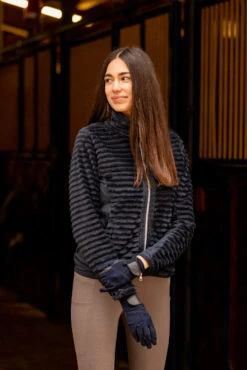 Horze Della Gestreifte Fleece Reitjacke -Reitbekleidung Verkaufsgeschäft 33742 590 07