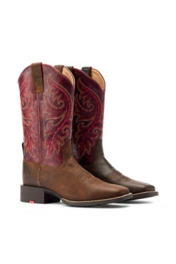 Ariat Round Up Back Zip Damen Western Boots -Reitbekleidung Verkaufsgeschäft 345199 DBR PI 03