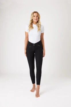 Horze Angelina Leichte Damen Stretch-Reithose Mit Lederkniebesatz -Reitbekleidung Verkaufsgeschäft 36618 BL 3