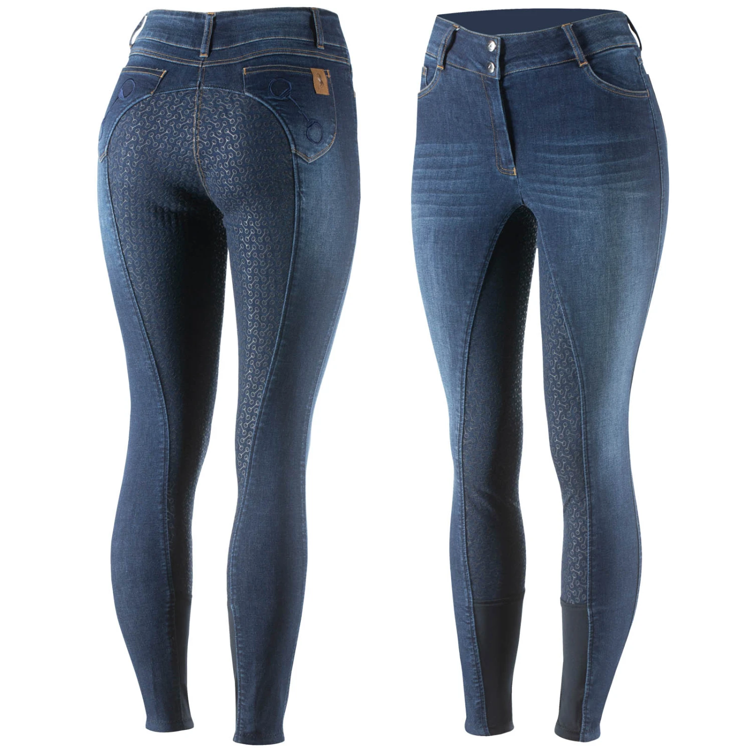 Horze Kaia Damen Reithose Aus Vollbesatz In Jeansoptik Mit Silikon Grip Und Hohem Bund 3 Horze Kaia Damen Reithose Aus Vollbesatz In Jeansoptik Mit Silikon Grip Und Hohem Bund