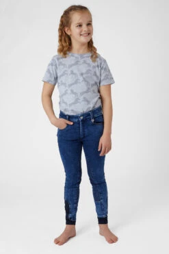 Horze Allison Kinder Jeansreithose Mit Silikonvollbesatz -Reitbekleidung Verkaufsgeschäft 36683 LDB 3