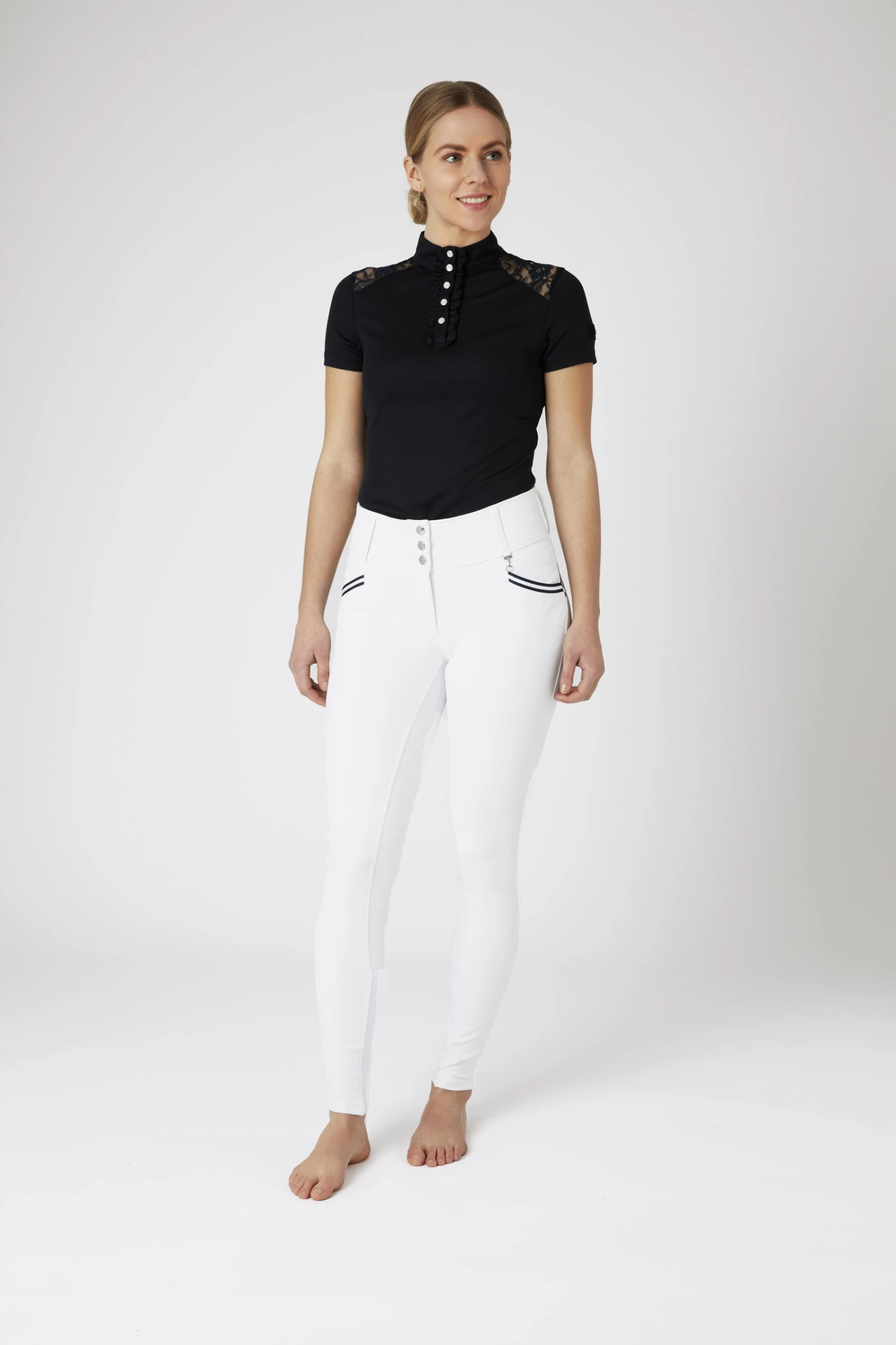 Horze Della Damen Kniebesatzreithose Mit Hohem Bund Und Kontrasteinfassung 12 Horze Della Damen Kniebesatzreithose Mit Hohem Bund Und Kontrasteinfassung – Bild 10