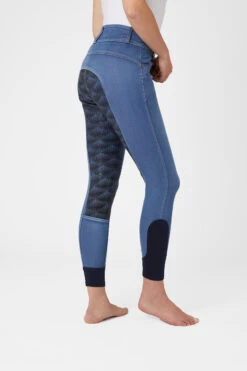 Horze Damen Jeansreithose Mit Leder- Und Silikonvollbesatz -Reitbekleidung Verkaufsgeschäft 36958 LDB 2