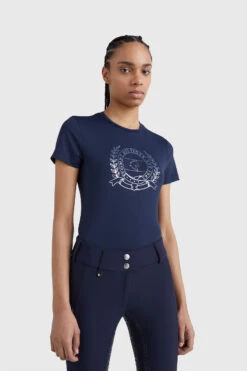 Tommy Hilfiger Equestrian Crest Strass Performance Damen T-Shirt -Reitbekleidung Verkaufsgeschäft 4TNXU 550 04