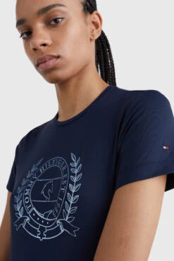 Tommy Hilfiger Equestrian Crest Strass Performance Damen T-Shirt -Reitbekleidung Verkaufsgeschäft 4TNXU 550 05
